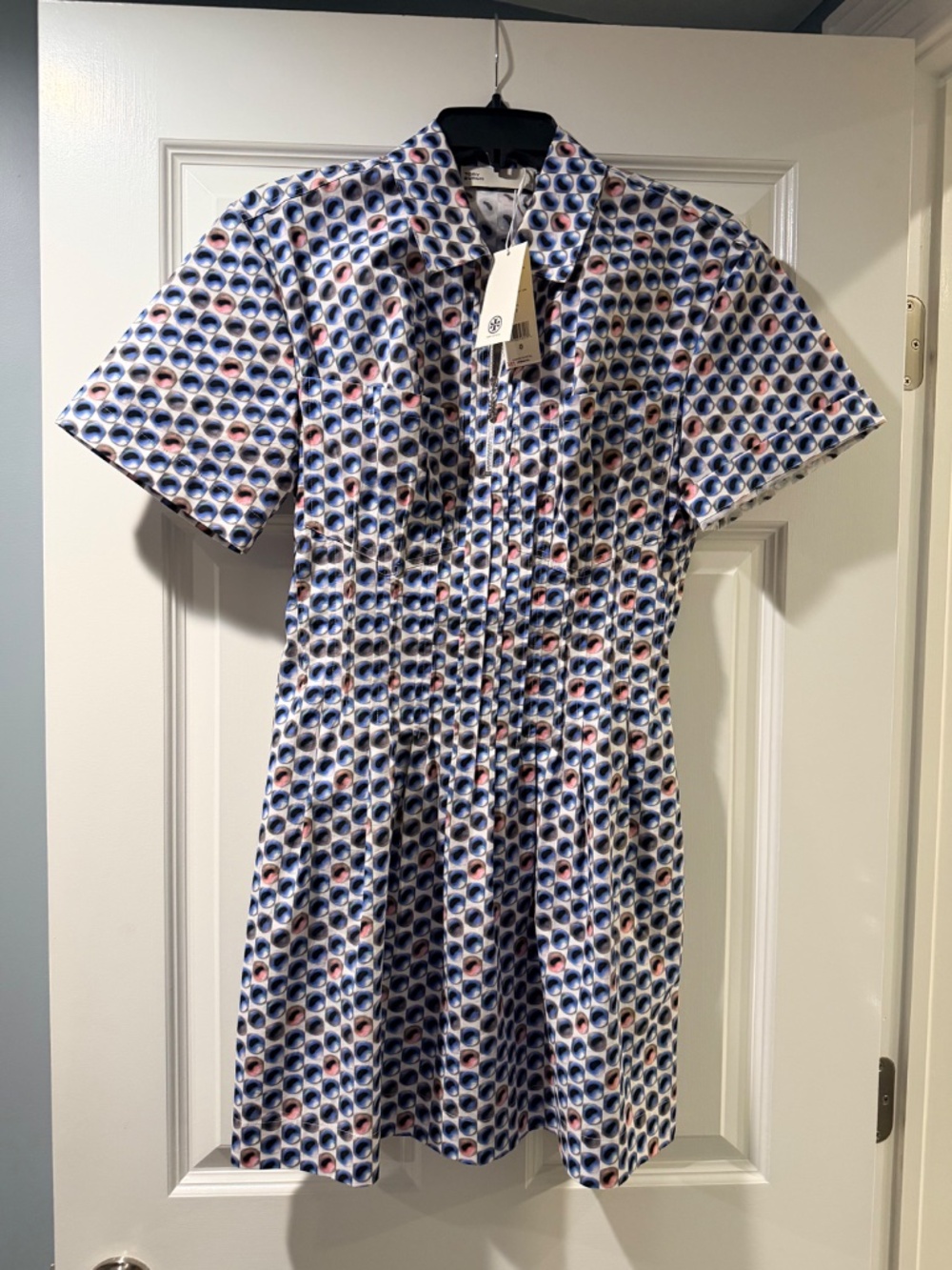 NWT Tory Burch Printed Poplin Dress - Blue Candy Dot Size 2